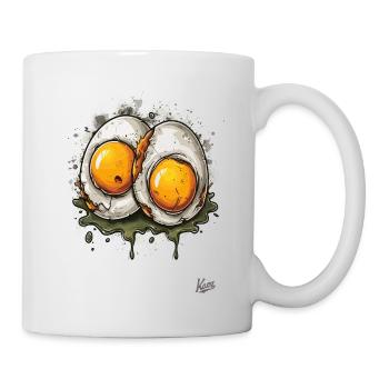 Spiegeleier, 2 mal gekochtes ekelhaftes Ei - Tasse - Weiß - Rechts