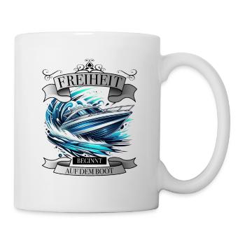 Boot fahren und ein cooler Spruch für den Kapitän - Tasse - Weiß - Rechts
