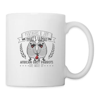 Feathers and Joy - Perroquet gris d’Afrique - Mug blanc - blanc - Droite