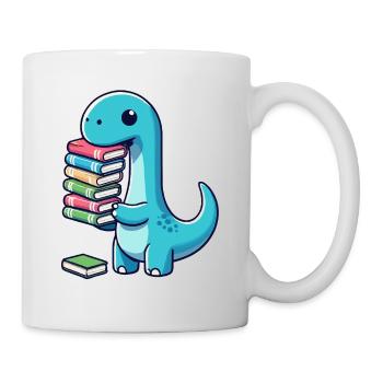 Reading Books Dinosaur Book Book Lover - Mug - white - Right