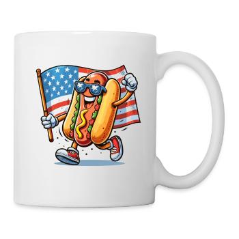 Hot Dog America USA American Flag Funny - Mug - white - Right