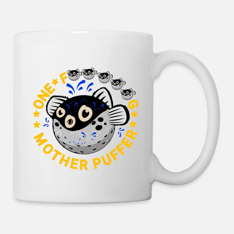 lustiger Puffer Fisch mit Spruch - Tasse - Weiß