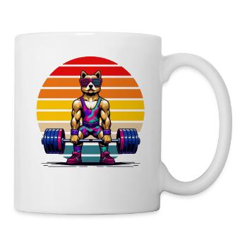 Dessin animé chien soulevé de terre - Mug blanc - blanc - Droite