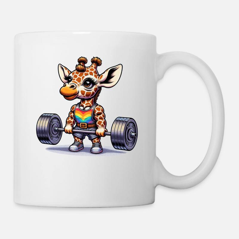 Cool Giraffe Deadlifting In The Gym - Tasse - Weiß