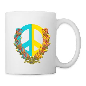 Paix Paix Ukraine Roses Fleurs Signe de la paix - Mug blanc - blanc - Droite
