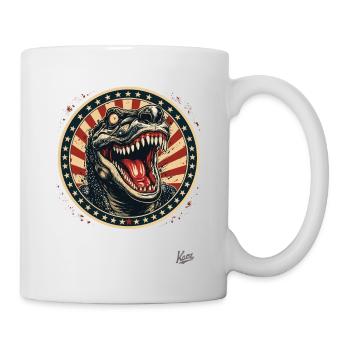 patriotisches US-Flaggen-Krokodile-Echsen-Monster - Tasse - Weiß - Rechts