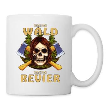 SCHÄDEL AXT MEIN WALD MEIN REVIER - Tasse - Weiß - Rechts
