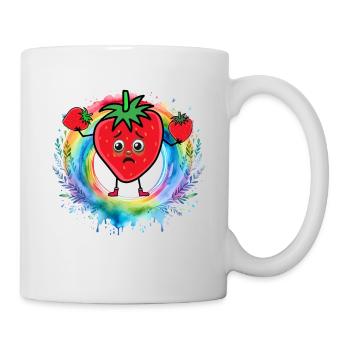 Regenbogen Erdbeeren Erdbeere Obst Früchte - Tasse - Weiß - Rechts