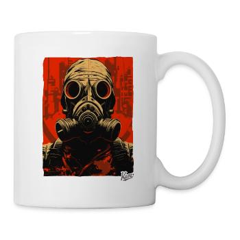 Dystopie : Masque à gaz rouge et noir - Mug blanc - blanc - Droite