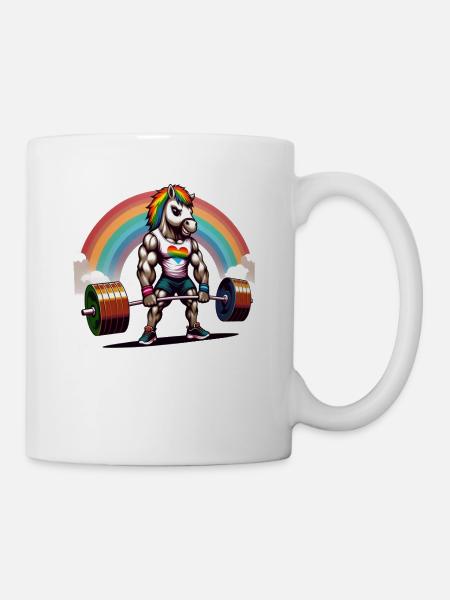 Cool Horse Deadlifting In The Gym - Tasse - Weiß