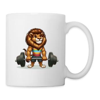 Cool Lion Deadlifting In The Gym - Mug - white - Right