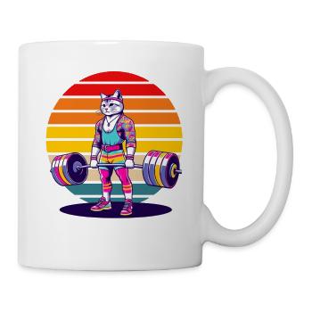 Rainbow Cat Deadlifting in the Gym - Tasse - Weiß - Rechts
