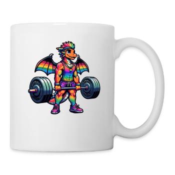 Rainbow Dragon Deadlifting - Mug - white - Right