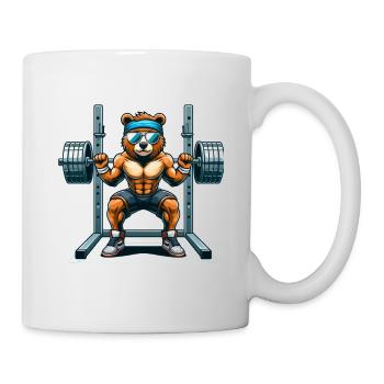 Ours fort accroupi dans le gymnase - Mug blanc - blanc - Droite