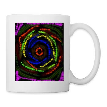Konzentrische farbige Linien, abstrakte Zeichnung - Tasse - Weiß - Rechts