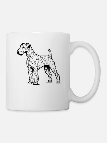 Geometrische Strichkunst Airedale Terrier Bingley - Tasse - Weiß