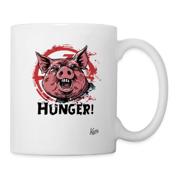 Fettes Schwein: Hunger! - Tasse - Weiß - Rechts