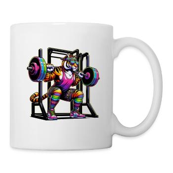 Strong Rainbow Tiger Squatting in the Gym - Mug - white - Right