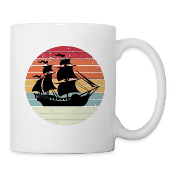 Bateau pirate sur la mer au coucher du soleil - Mug blanc - blanc - Droite