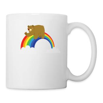 T-shirt Ours Sur Un Arc-en-Ciel - Drôle D’animal Fantastique - Mug blanc - blanc - Droite