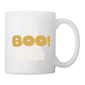 Retro vintage text Boo in gold. Halloween Ghost - Mug - white - Right