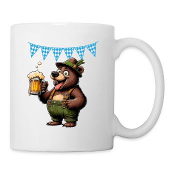 Bayern Bär Bier Alkohol Maß Weizenbier Lederhose - Tasse - Weiß - Rechts
