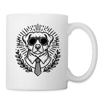 Cool Dog avec lunettes de soleil et cravate - Hund - Mug blanc - blanc - Droite
