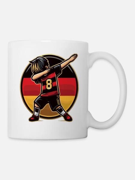 8 Years Boy Soccer Black Red Gold - Mug - white
