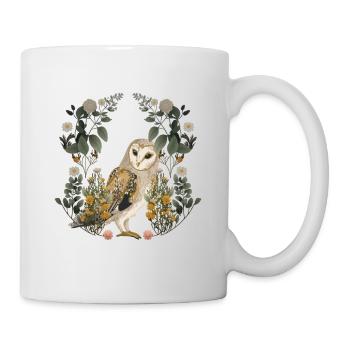 Eulen Eule Blumen Frühling - Tasse - Weiß - Rechts