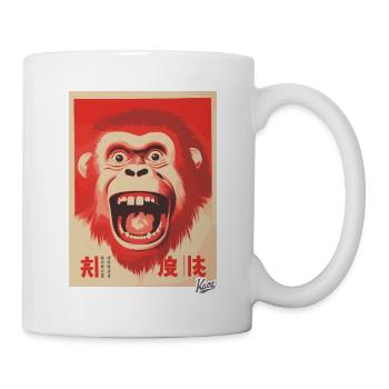 Angry happy crazy japanese monkey - Mug - white - Right