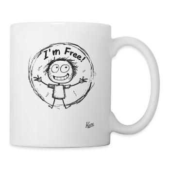Strichmännchen-Figur: Ich bin frei! - Tasse - Weiß - Rechts