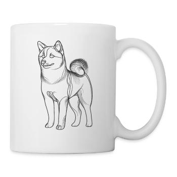Strichzeichnungen Japanisch Shiba Inu - Tasse - Weiß - Rechts