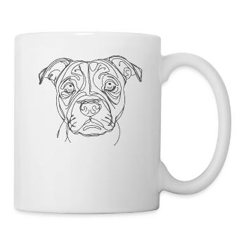 Line Art Staffordshire Bullterrier Staffy - Tasse - Weiß - Rechts