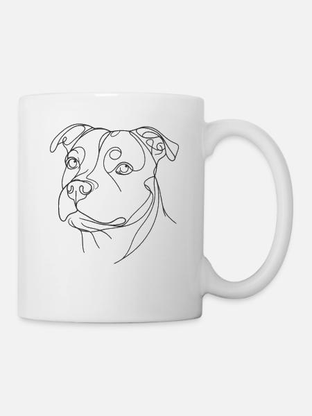 Line Art Staffordshire Bull Terrier Staffy - Mug - white