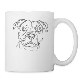Line Art Staffordshire Bullterrier Staffy - Tasse - Weiß - Rechts