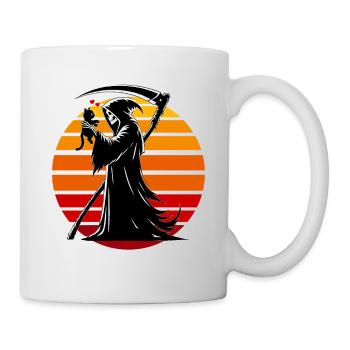 Halloween Cat Grim Reaper Full Moon Scythe Retro - Mug - white - Right