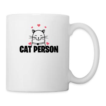 Katze Person T-Shirt - Feline Haustier Liebe Süßes Kätzchen - Tasse - Weiß - Rechts