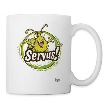 Snail with arms waves: Servus! - Mug - white - Right
