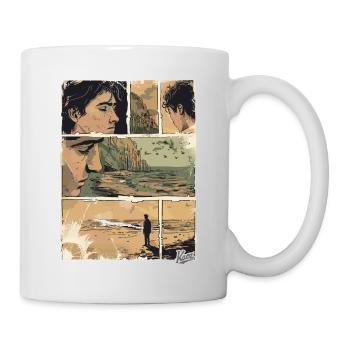 Comic der Einsamkeit am Strand - Tasse - Weiß - Rechts