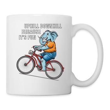 BIKE UPHILL DOWNHILL BECAUSE IT'S FUN - Mug - white - Right