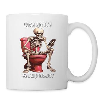 SKELETT WAS SOLL ES SCHEISS DRAUF - Tasse - Weiß - Rechts