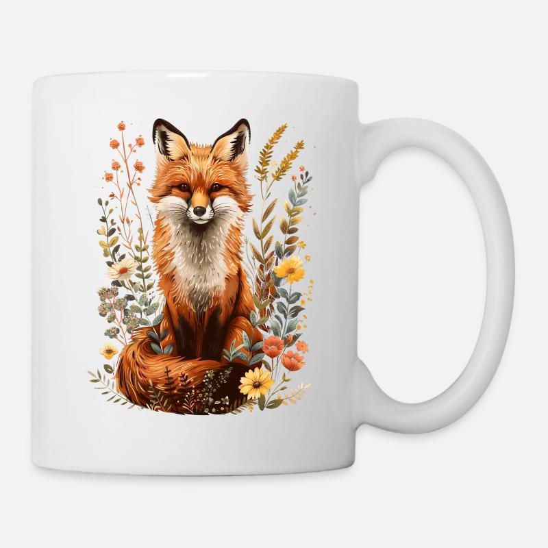 Renard floral naturel Cottagecore - Mug blanc - blanc