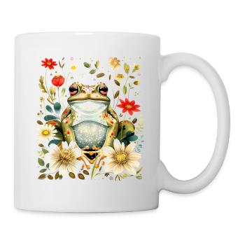 Grenouille florale Cottagecore esthétiquement mignonne - Mug blanc - blanc - Droite