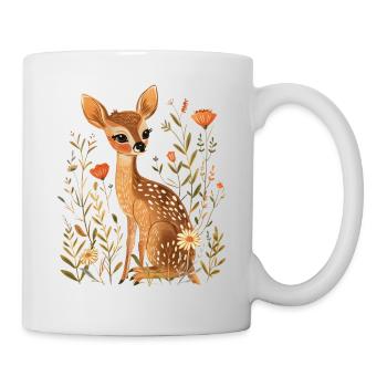 Blumen Reh - Tasse - Weiß - Rechts