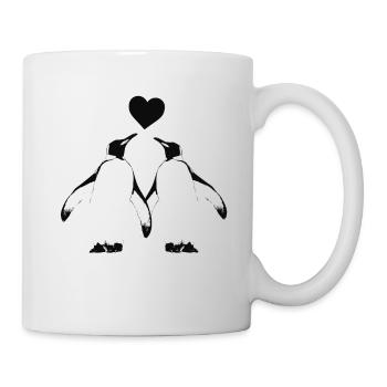 T-shirt Penguin Love - Pingouins mignons se tenant la main - Mug blanc - blanc - Droite
