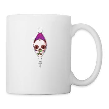 Baby Panda Peeking Out of Zipper Eating Bamboo - Mug - white - Right