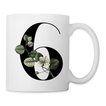 Number 6 Floral Green -6th Birthday Floral - Mug - white - Right