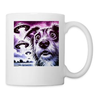 Rencontre avec un chien choqué et une invasion extraterrestre Design - Mug blanc - blanc - Droite