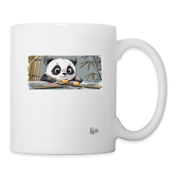 Niedliches Panda-Motiv: Essstäbchen und Sushi - Tasse - Weiß - Rechts