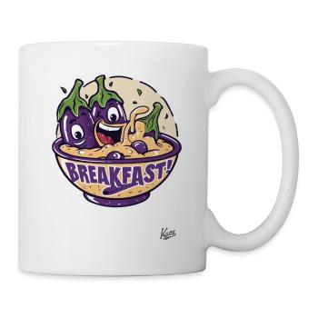 petit-déjeuner frais et aubergines joyeuses - Mug blanc - blanc - Droite
